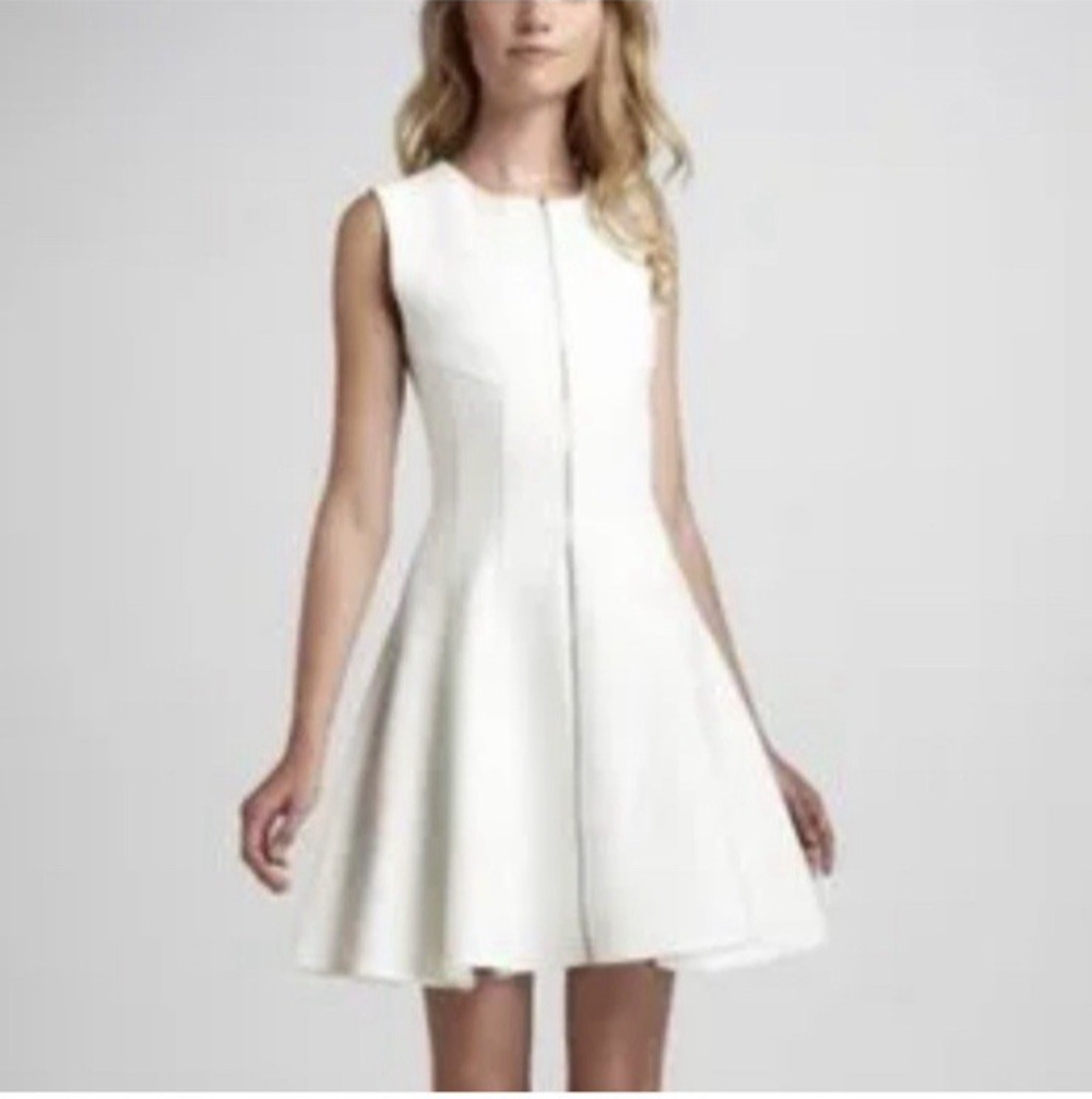 Theory Bonbi Sleeveless Dress Womens Size 4 White Fit & Flare Old Money Mini
